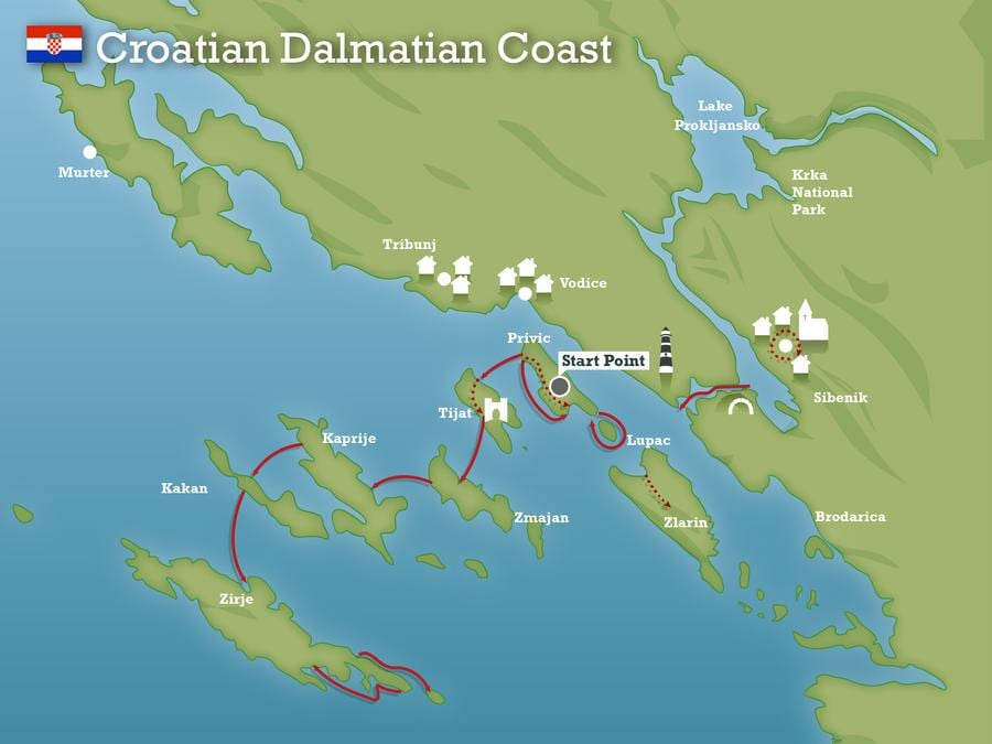 adriatiko kostaldean kroazia mapa