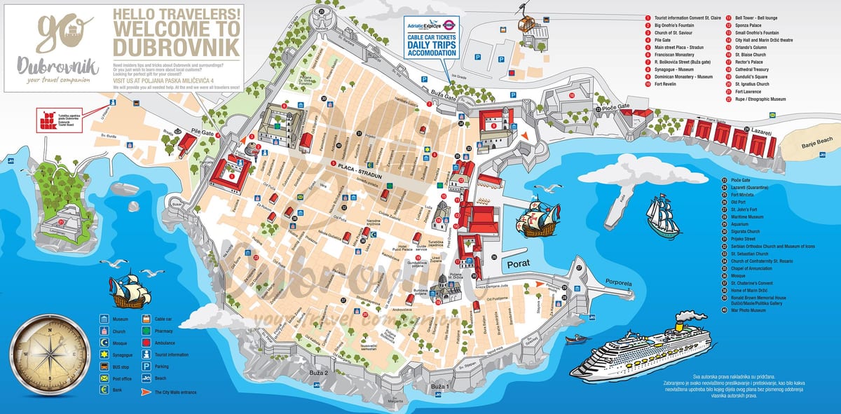 mapa zaharra kroaziako dubrovnik