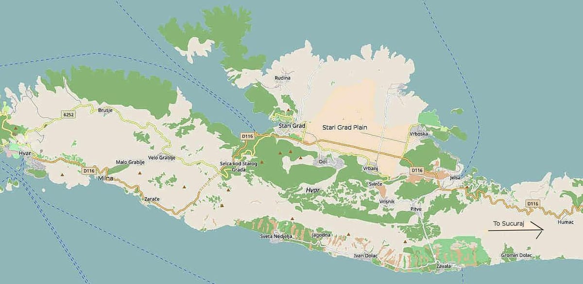 mapa hvar irla kroazia