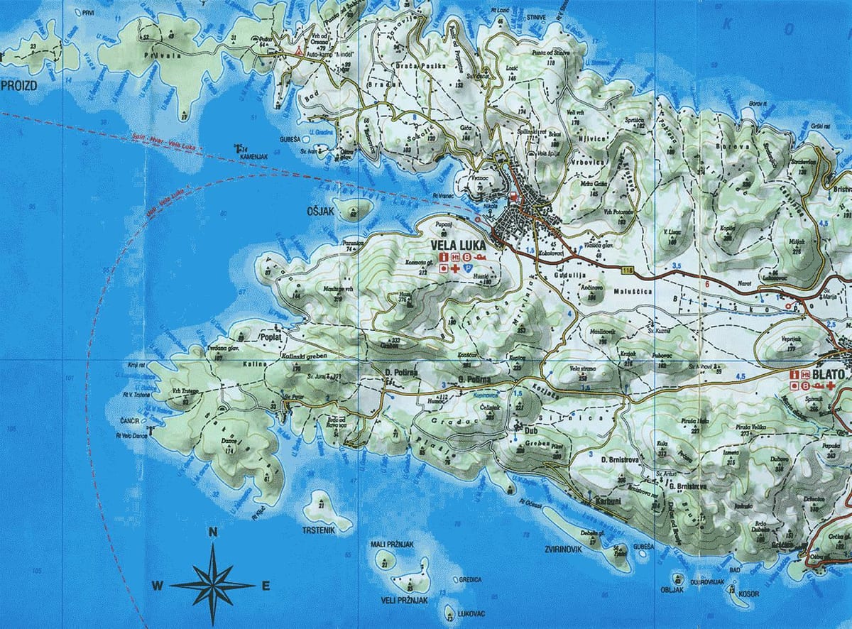 mapa korcula kroazia