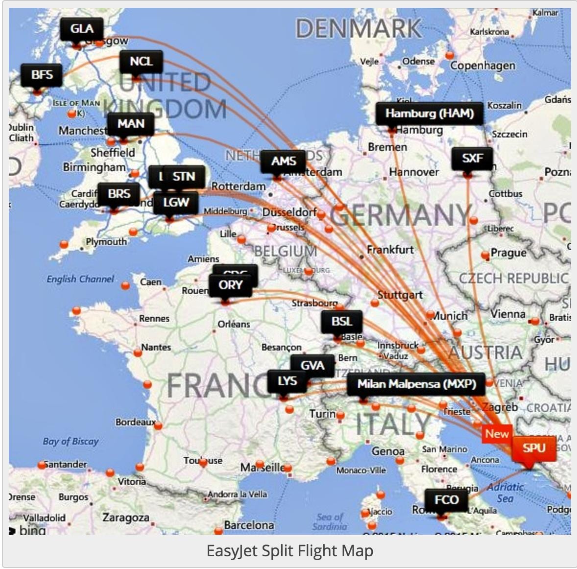 kroazia airlines helmuga mapa