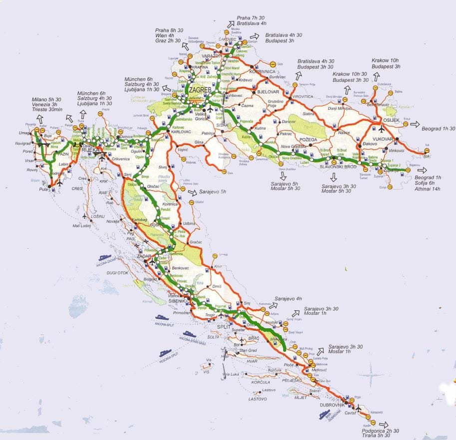 mapa kroazia road trip