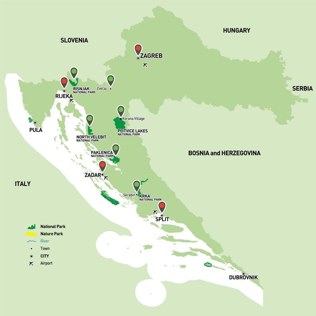 mapa kroazia parke nazionala