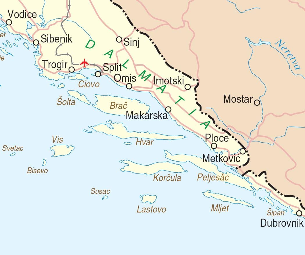 mapa hegoaldeko kroazia