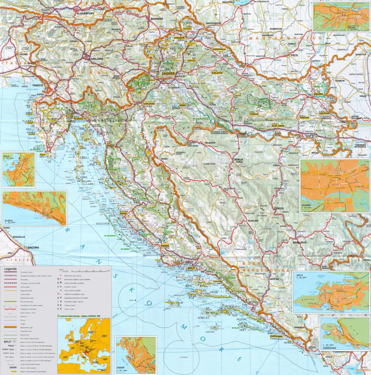 hiriburua kroazia mapa