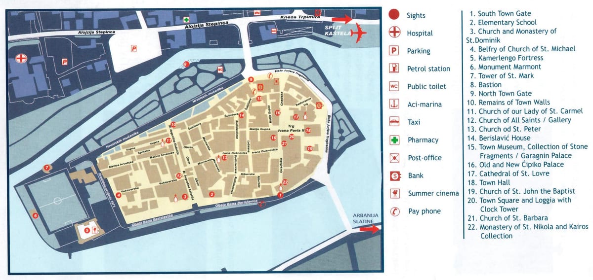 kroazia trogir mapa