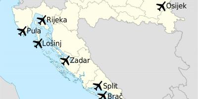 Mapa kroazia erakutsiz aireportuetan